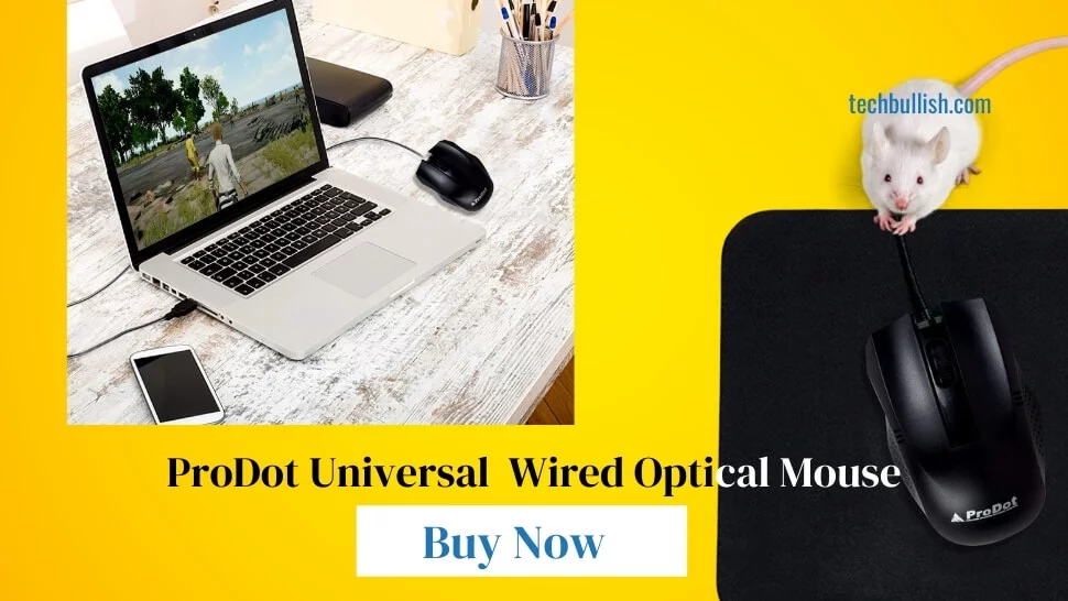 ProDot Universal MU253s USB 1000 DPI-Wired Optical Mouse Black