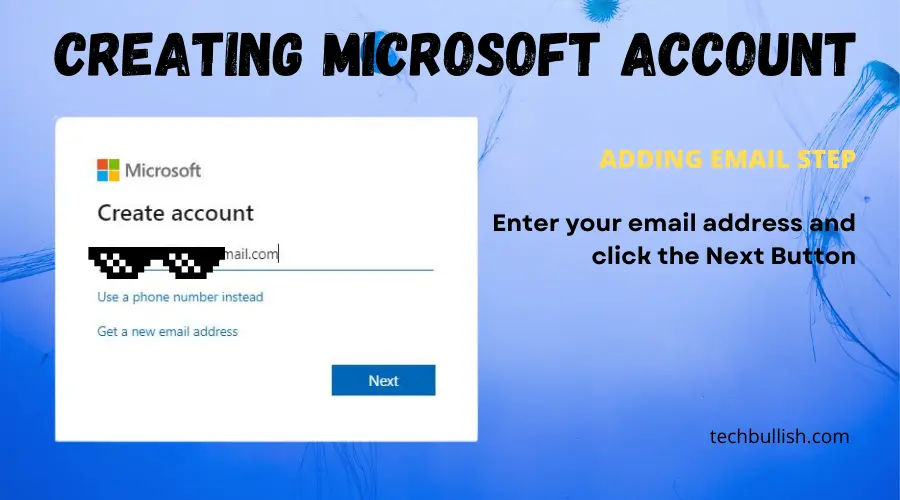 create a Microsoft Account to play Minecraft games-Email Step