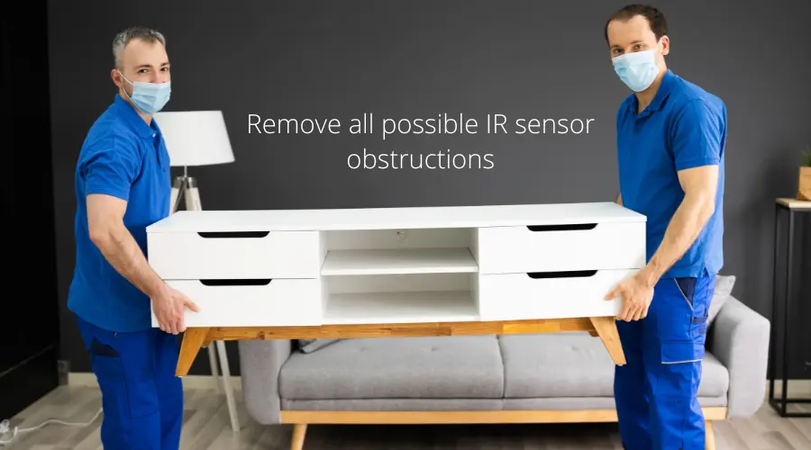 Remove IR sensor obstruction near Samsung TV
