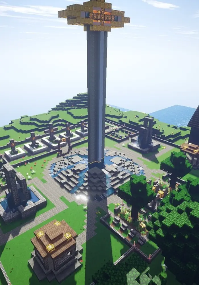 Image of a tower created in Minecraft World