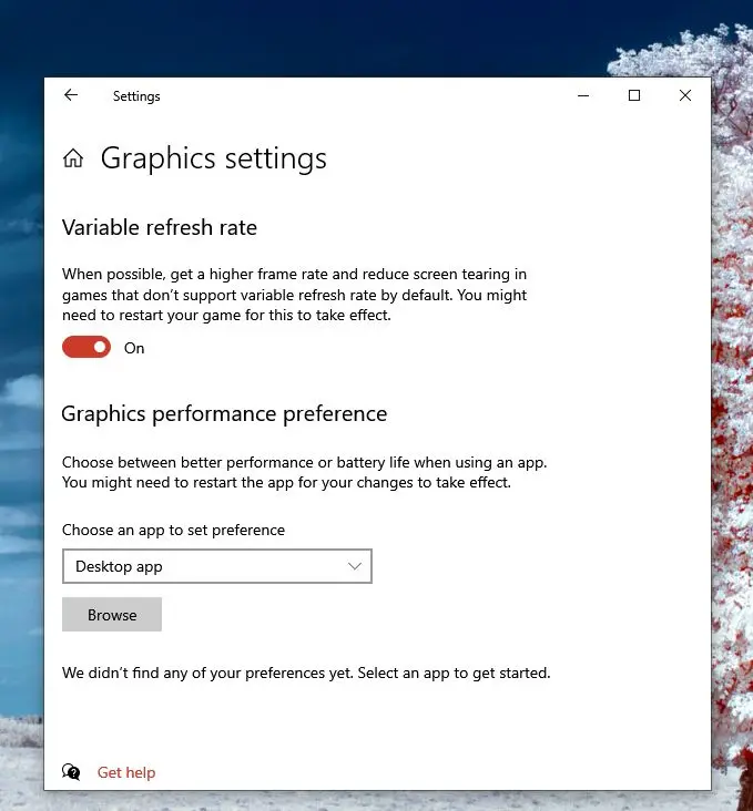 Setting Variable Refresh Rate From Graphics Settings