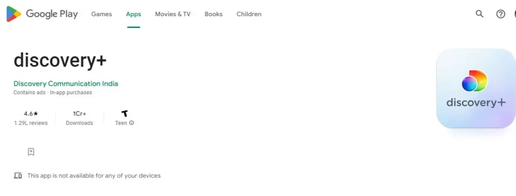 Discovery Plus App Image from Google Play store