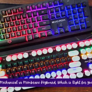 Mechanical and membrane keyboard side by side on a table