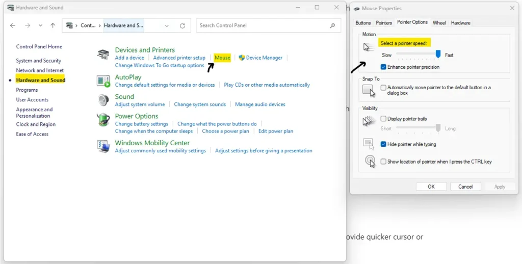 Changing Mouse DPI using Control panel