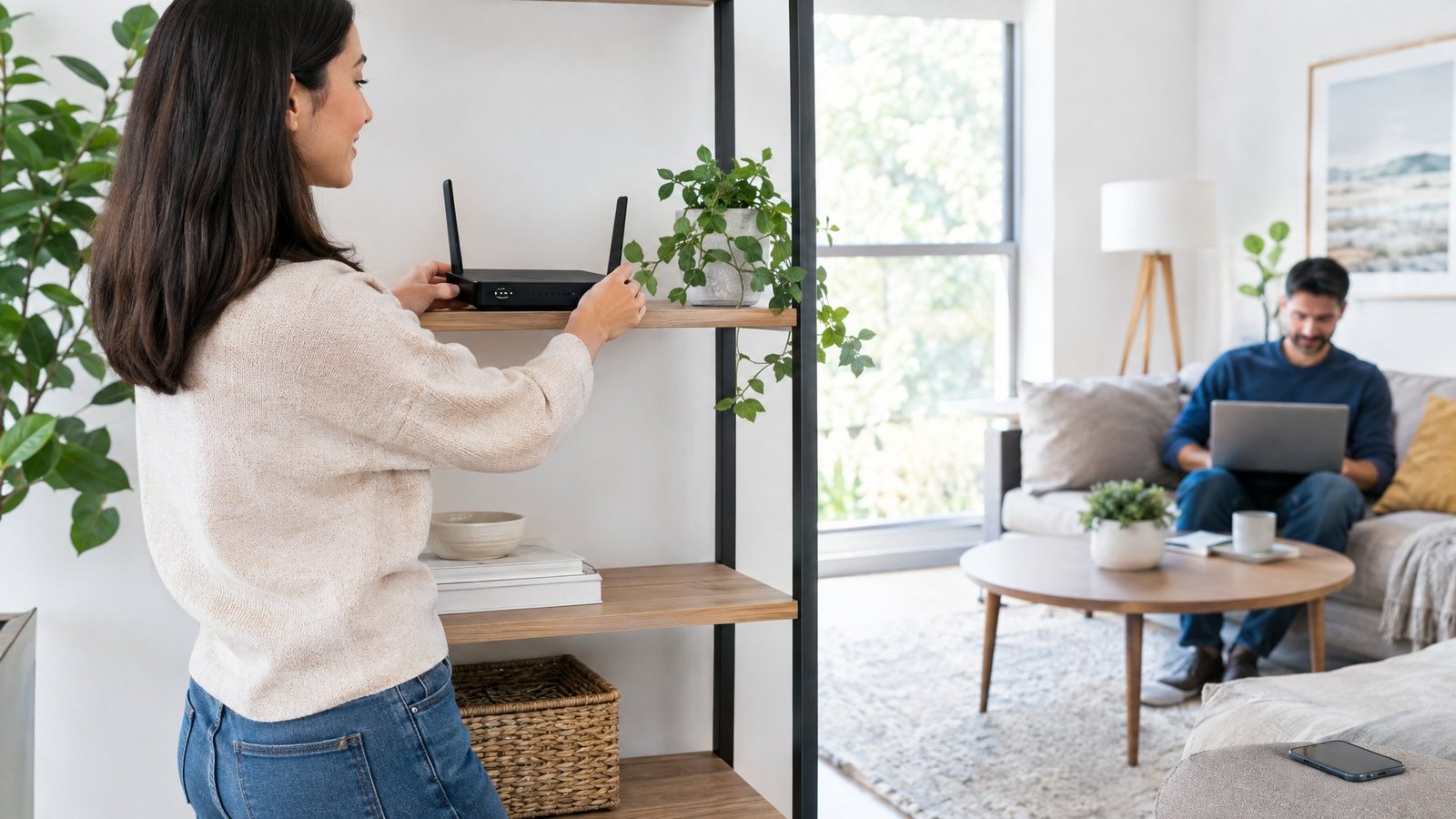 How to fix weak Wi-Fi signal through central and elevated router placement.