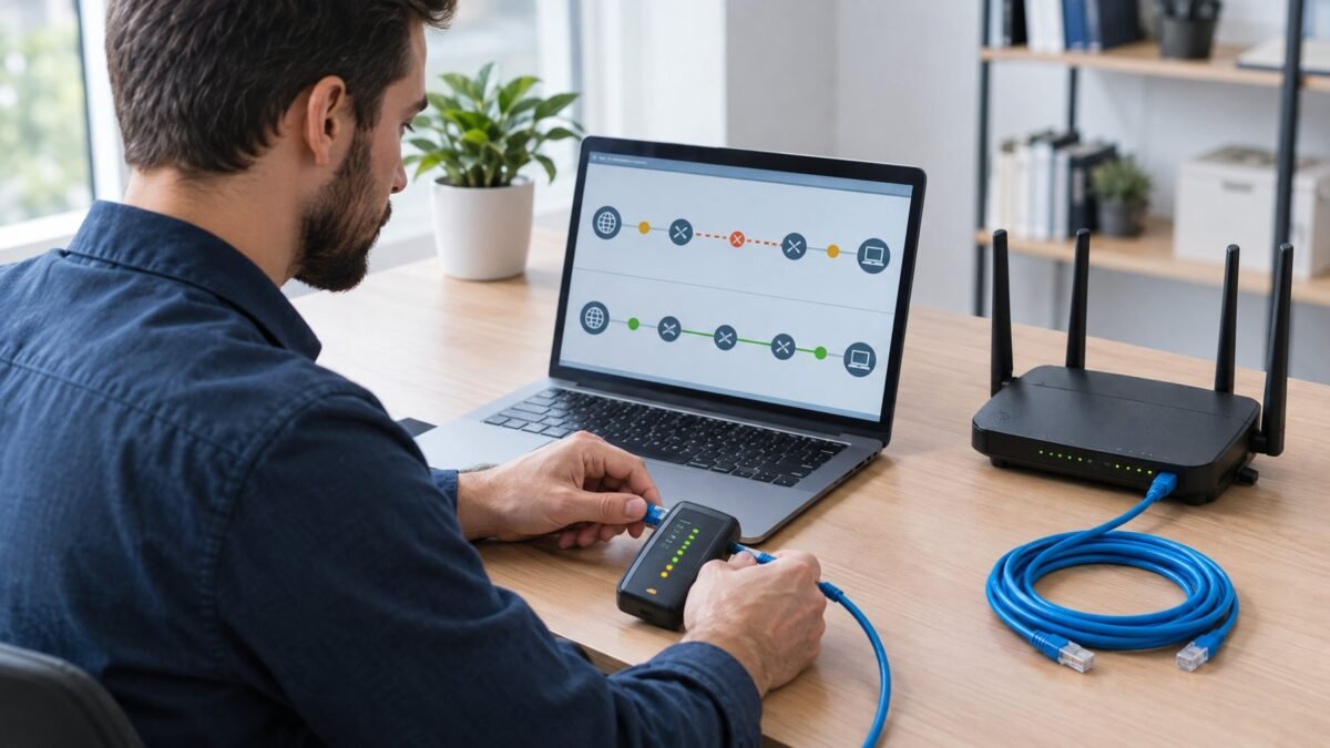 Troubleshooting packet loss on a home router and laptop